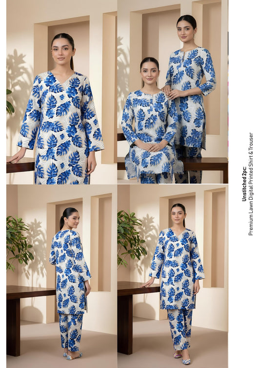 Breeze Premium High Quality Lawn 2 Piece Shirt & Trouser D#207 - Waheed Javaid Collections