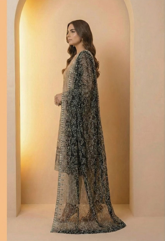 Diva Lawn Embroidered 3 Piece 03 - Waheed Javaid Collections