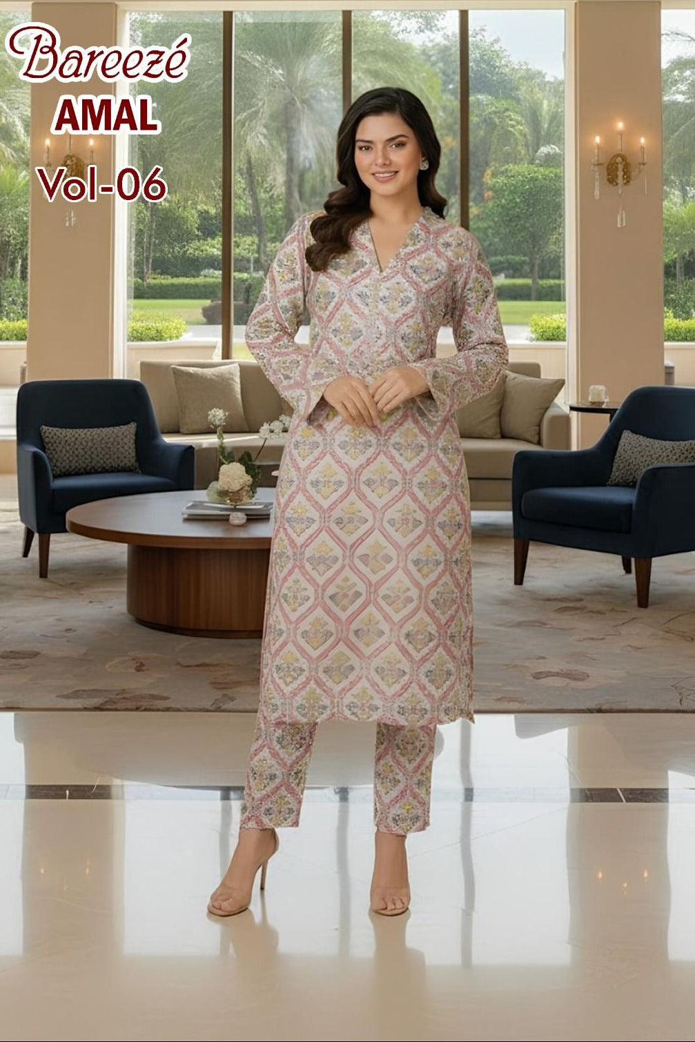 Breeze Premium High Quality Lawn 2 Piece Shirt & Trouser D#301 - Waheed Javaid Collections