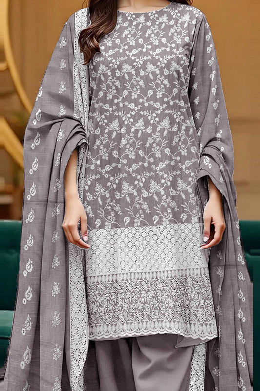Premium Khaddar Breeze Boring Fancy White Embroidery #5