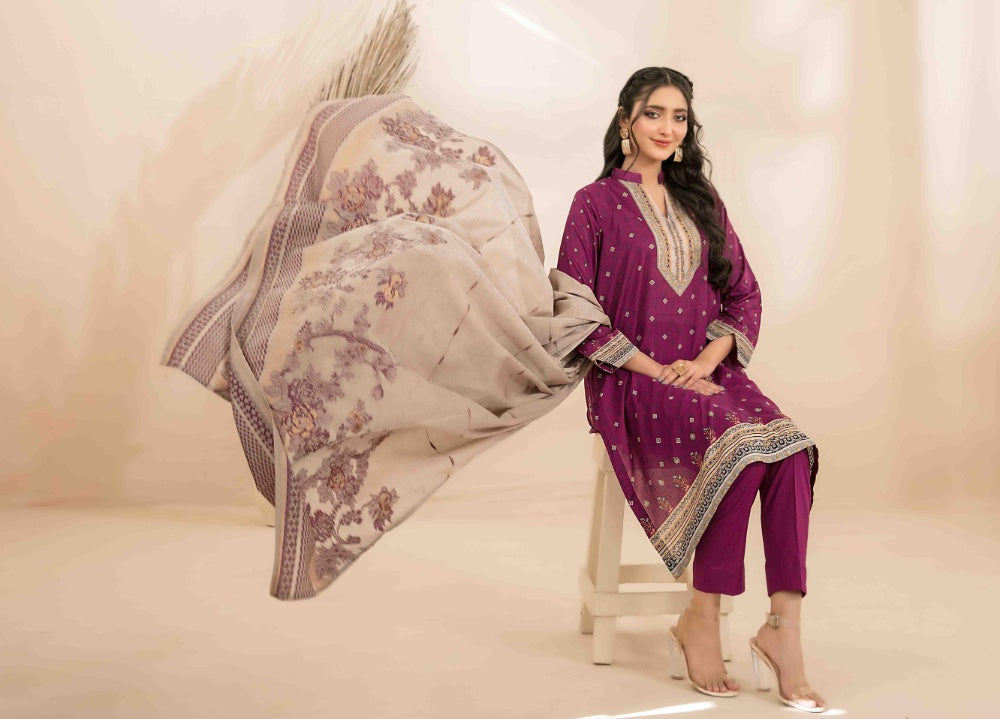OLA Digital Printed Bana Dora Lawn Tawakkal D-1217