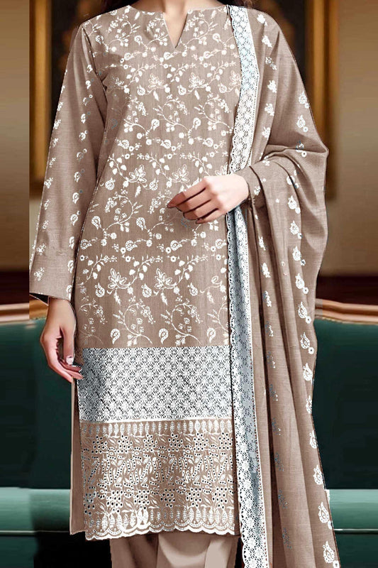 Premium Khaddar Breeze Boring Fancy White Embroidery #6