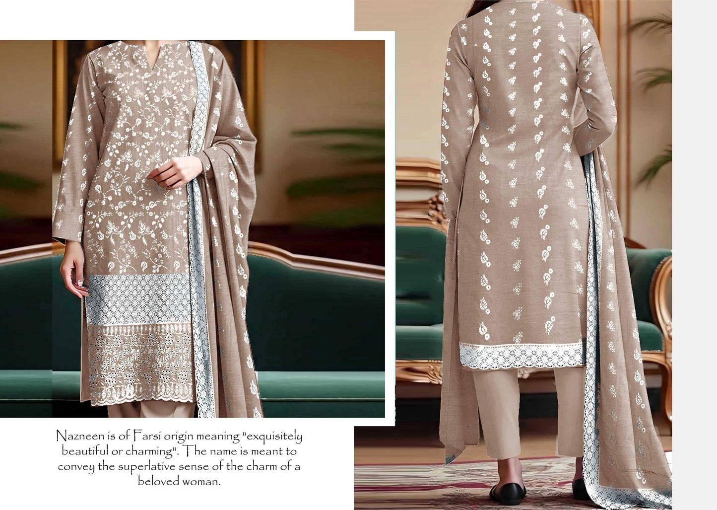 Premium Khaddar Breeze Boring Fancy White Embroidery #6