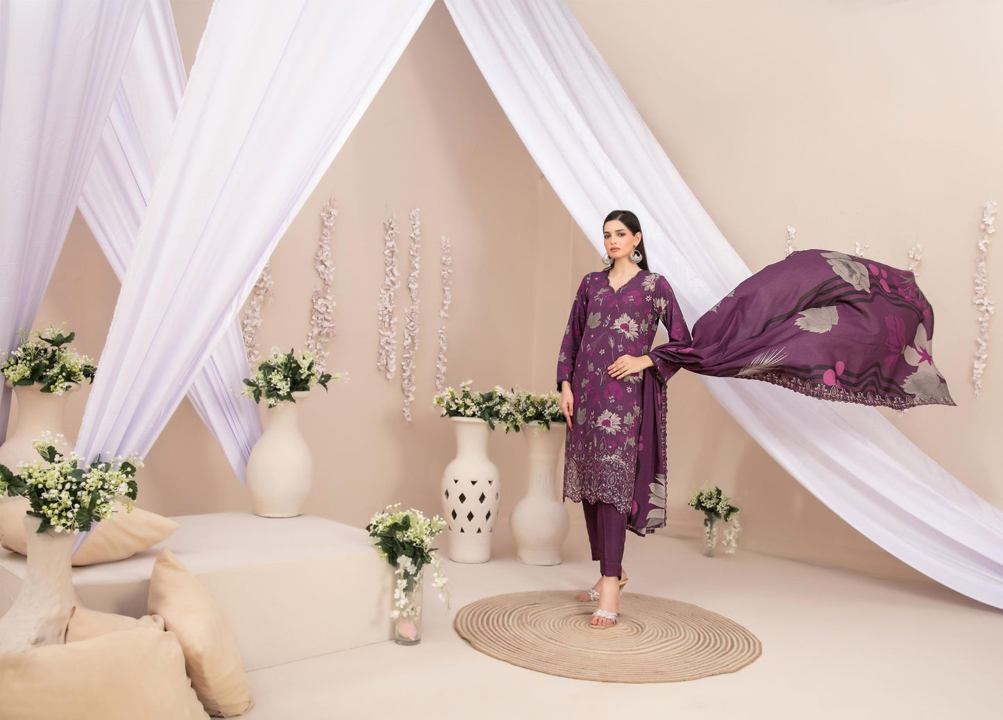 Tawakkal Shamailah Daman Cutwork With Dupptta Cutwork Fancy #7