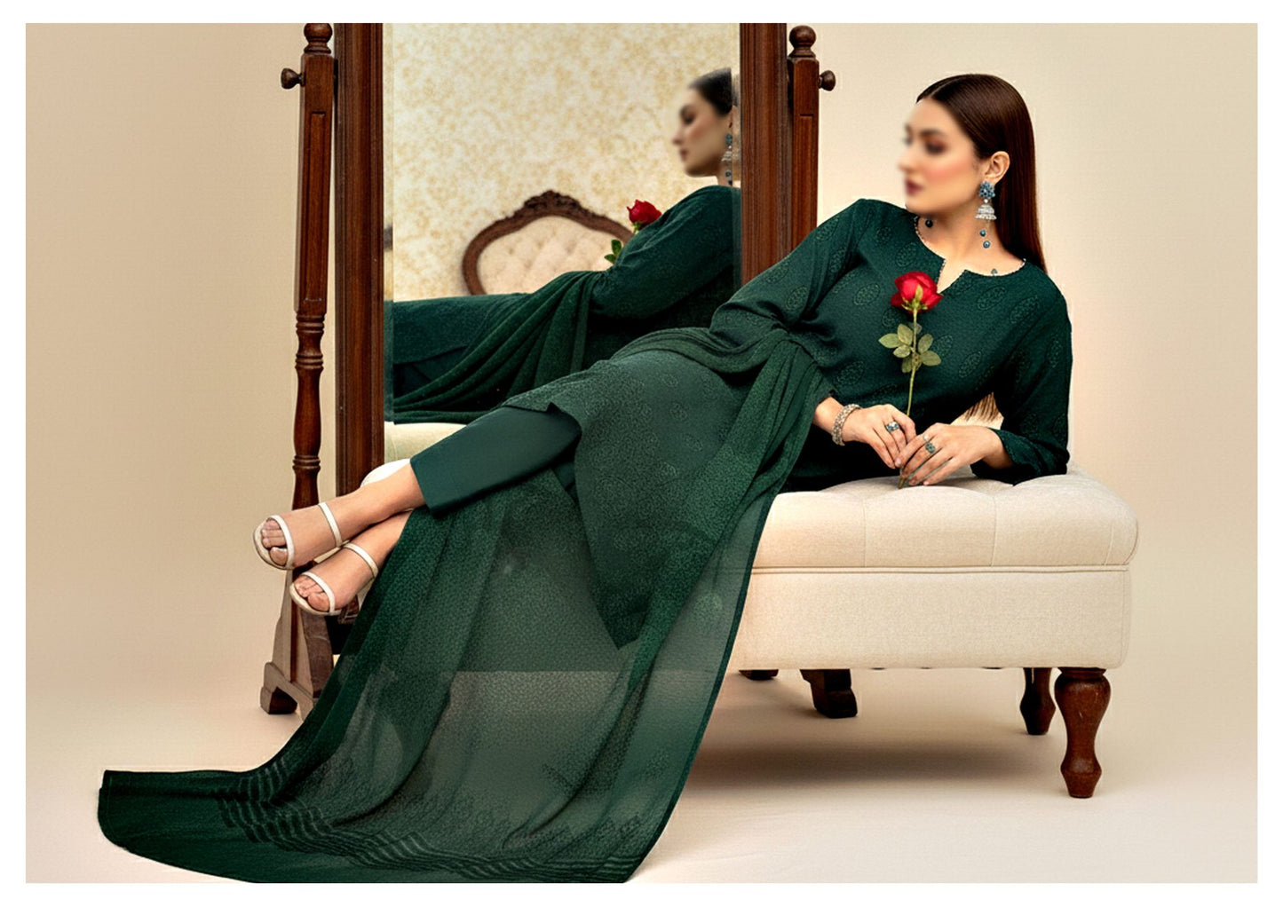 Mahpara Jacquard Wool Velvet Broosha #4