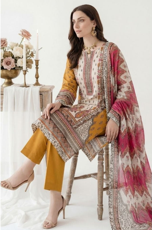 Anchal Printed banna Dora Lawn 3 piece 08