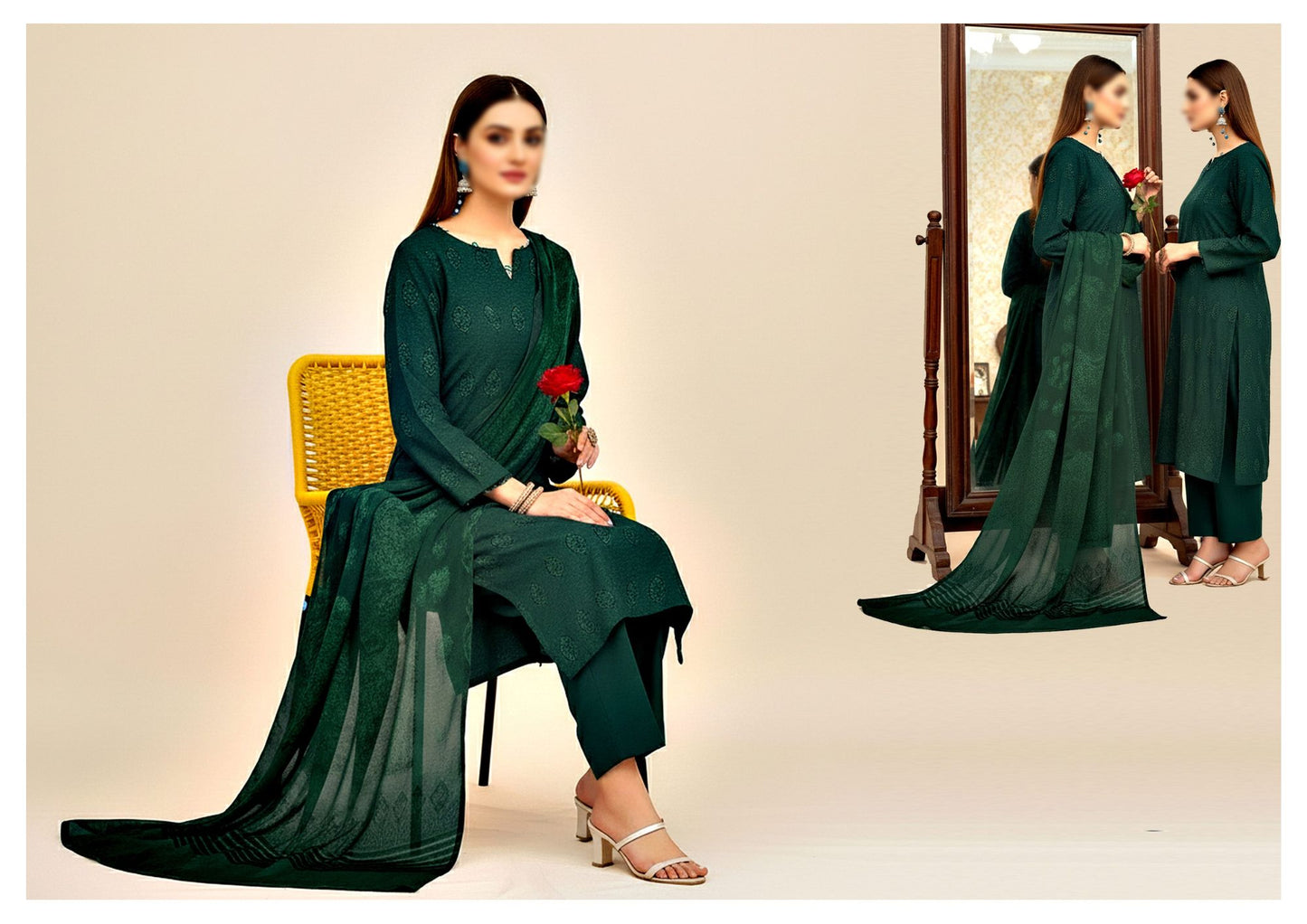 Mahpara Jacquard Wool Velvet Broosha #4