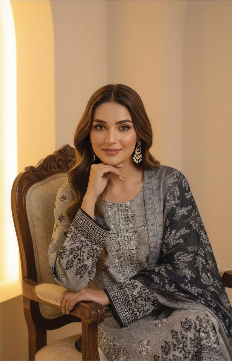 Diva Lawn Embroidered 3 Piece 06 - Waheed Javaid Collections