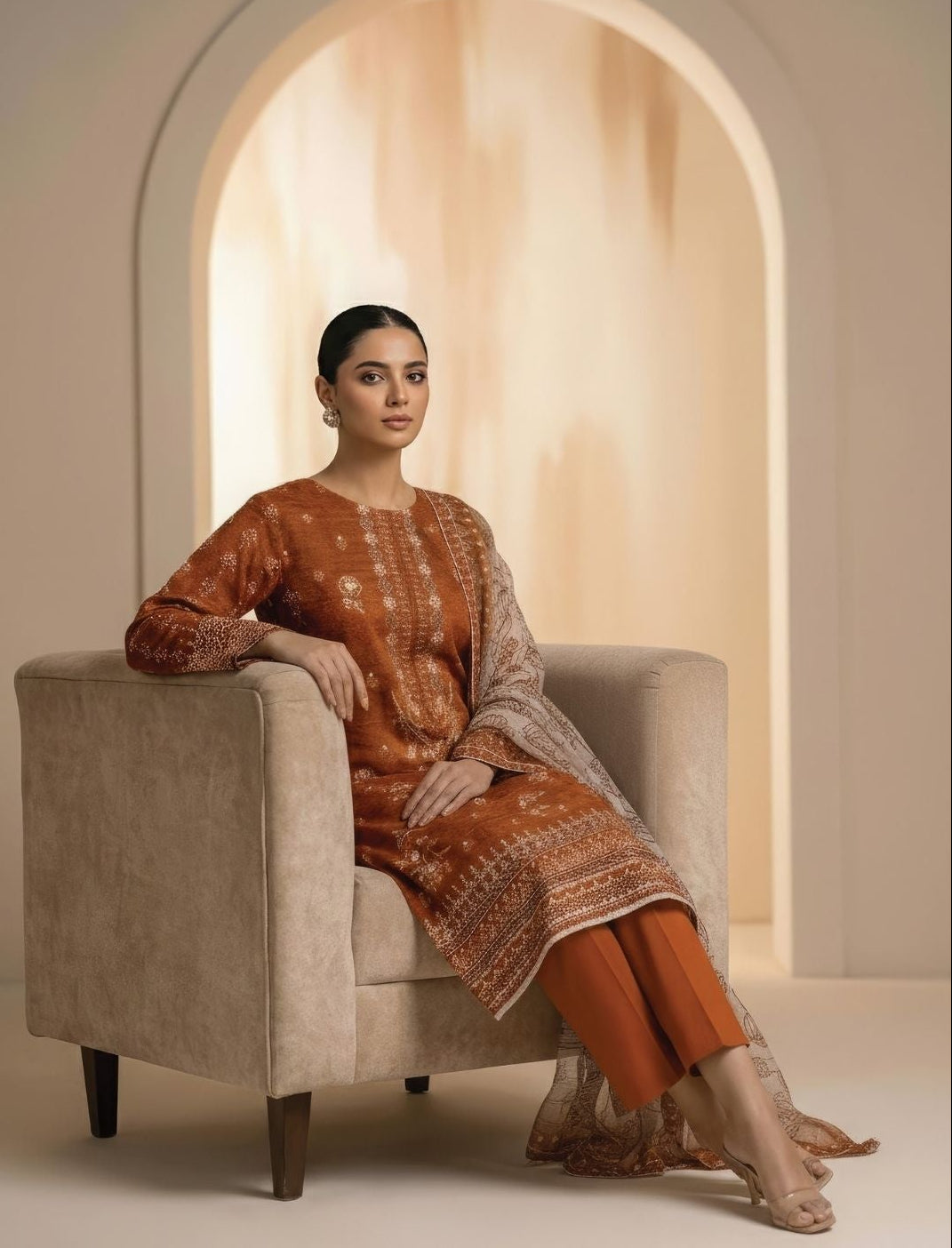 Diva Lawn Embroidered 3 Piece 07 - Waheed Javaid Collections