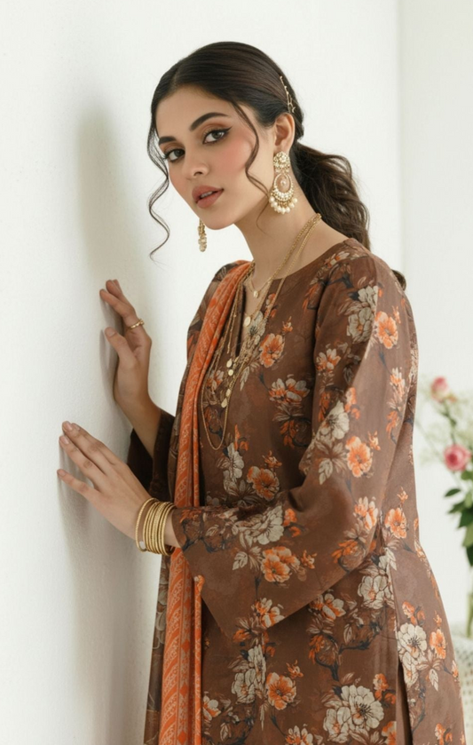 Orang Printed Premium Lawn 3 Piece 10