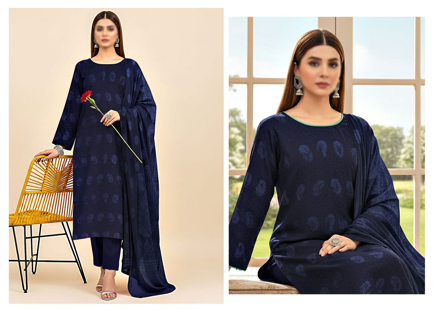 Mahpara Jacquard Wool Velvet Broosha #6