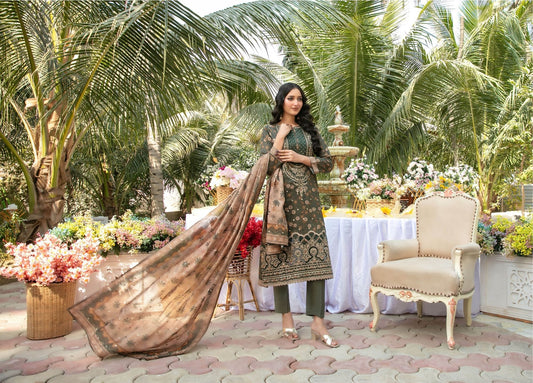 Gulbahaar Embroidered Digital Printed Lawn 3 Piece 2790