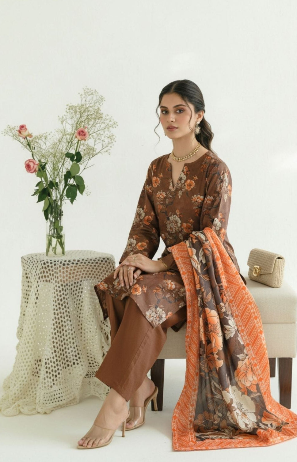 Orang Printed Premium Lawn 3 Piece 10