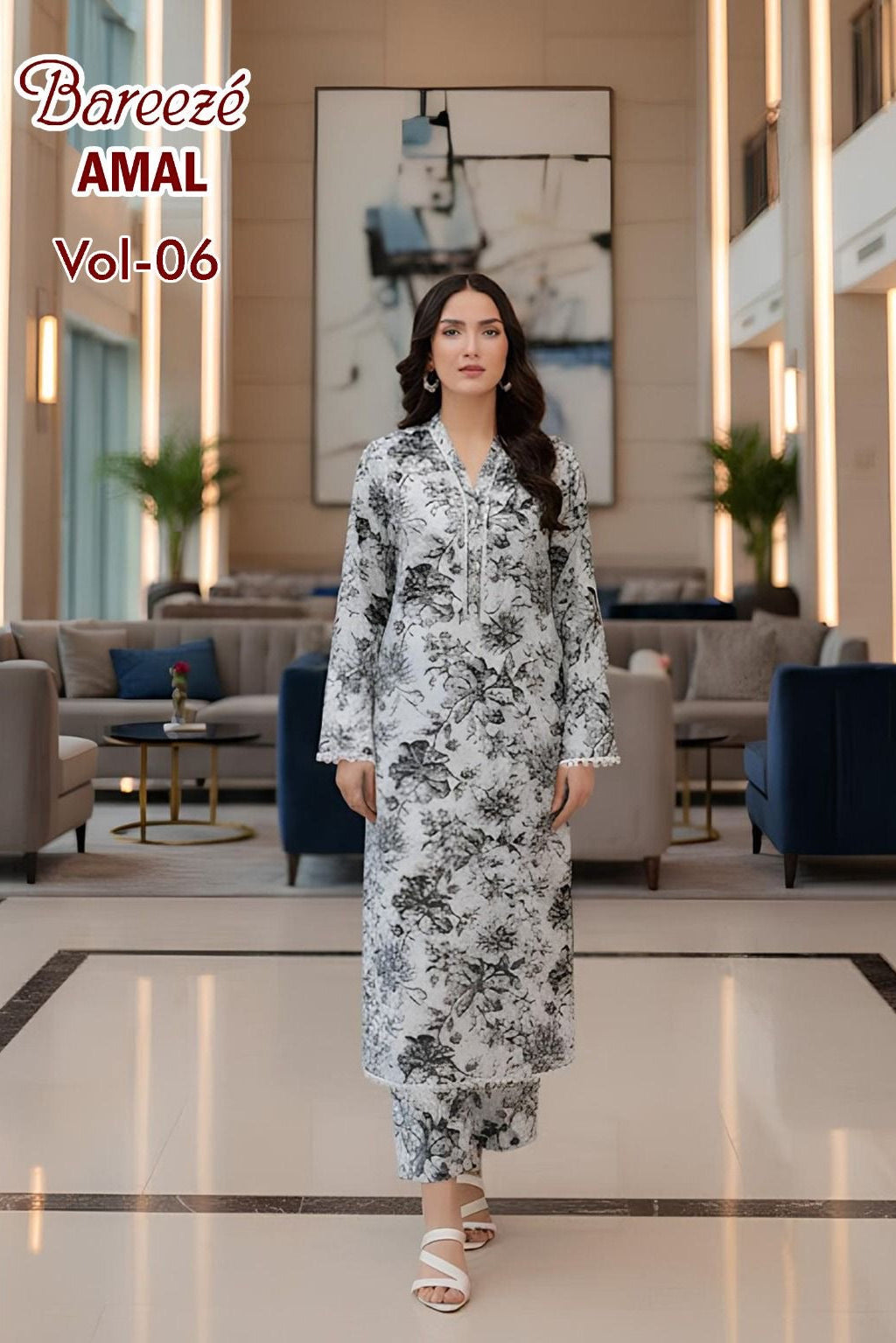 Breeze Premium High Quality Lawn 2 Piece Shirt & Trouser D#303 - Waheed Javaid Collections