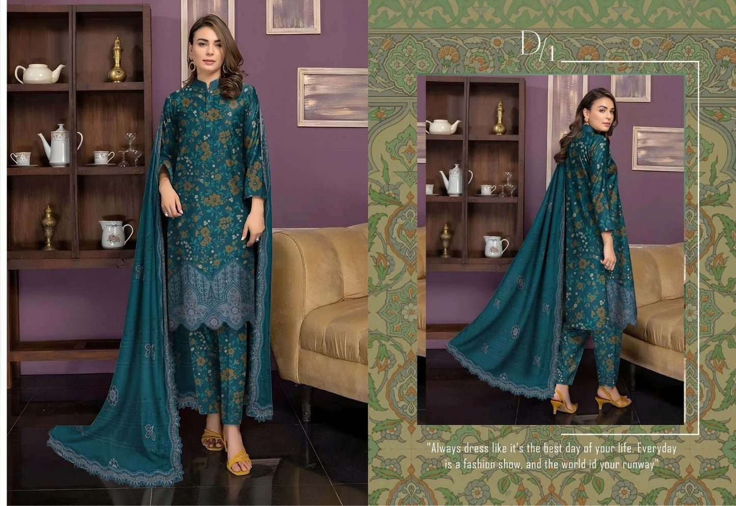 Preimum Peach Dhanak Daman Fancy Embroidered with Heavy #1