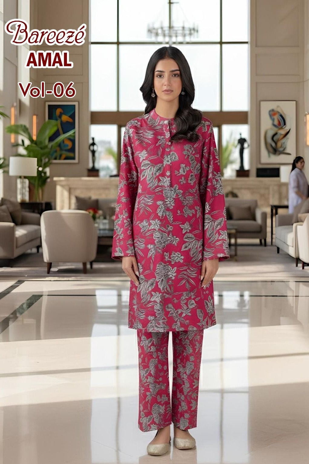 Breeze Premium High Quality Lawn 2 Piece Shirt & Trouser D#304 - Waheed Javaid Collections