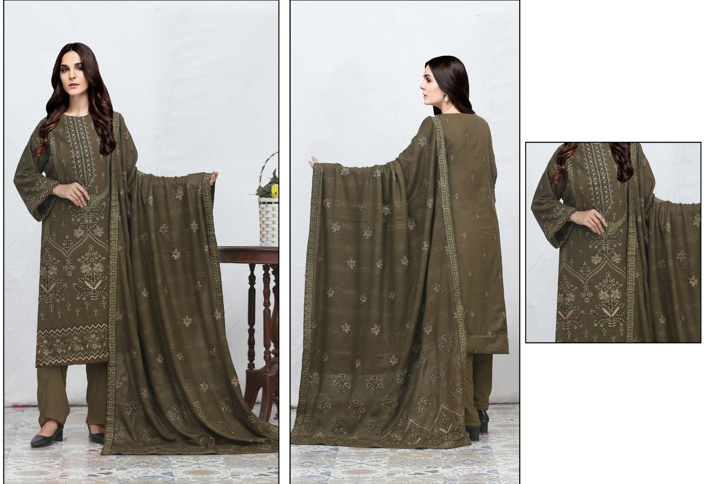 Chamki Preimum Wool Embroidered 3 Piece #8