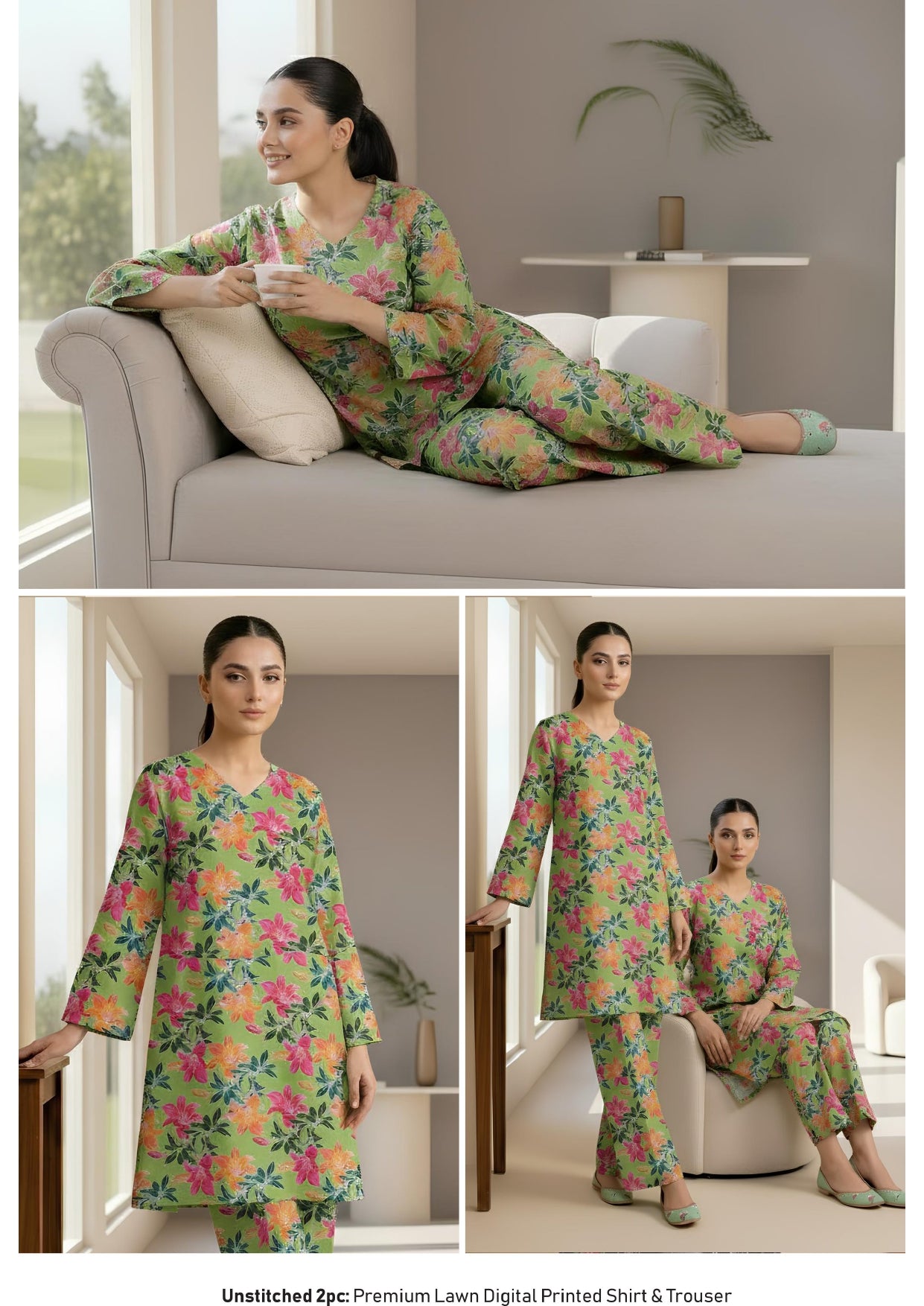 Breeze Premium High Quality Lawn 2 Piece Shirt & Trouser D#201 - Waheed Javaid Collections