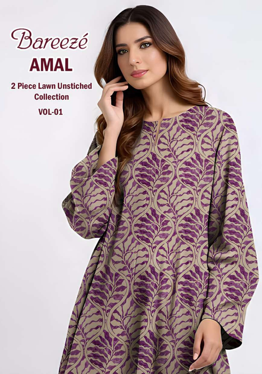 Breeze Premium High Quality Lawn 2 Piece Shirt & Trouser D#104 - Waheed Javaid Collections