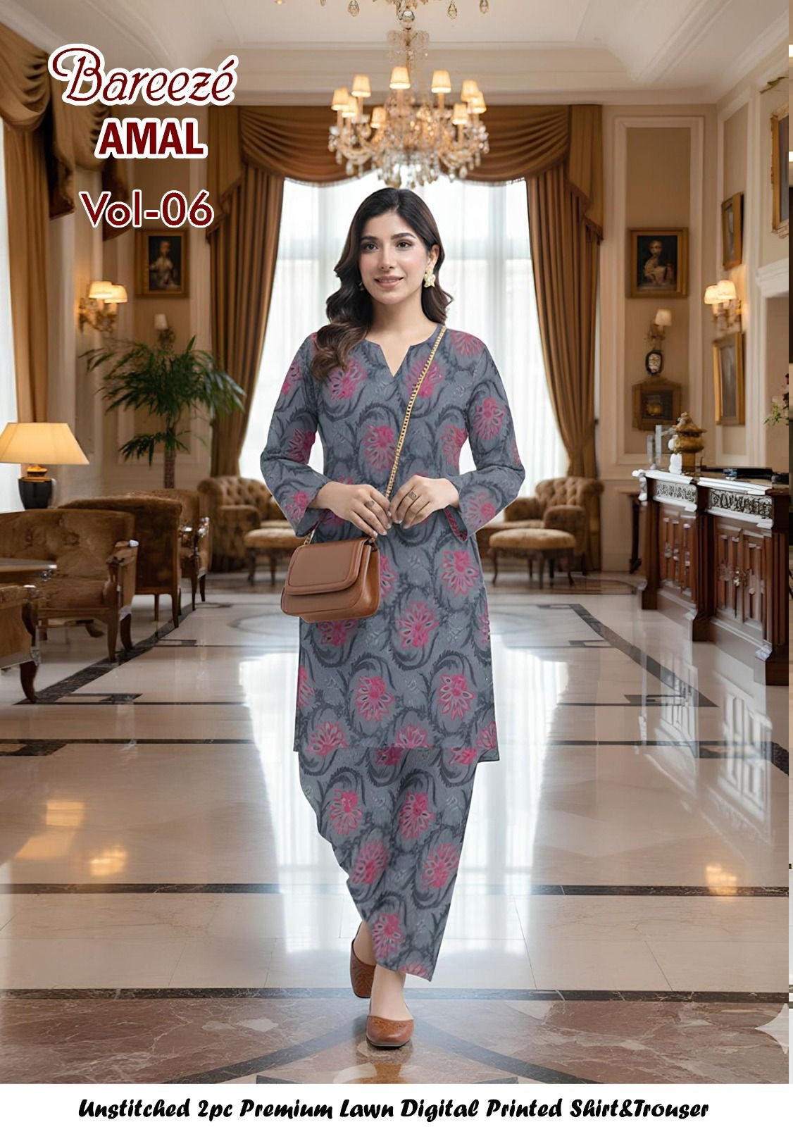 Breeze Premium High Quality Lawn 2 Piece Shirt & Trouser D#310 - Waheed Javaid Collections