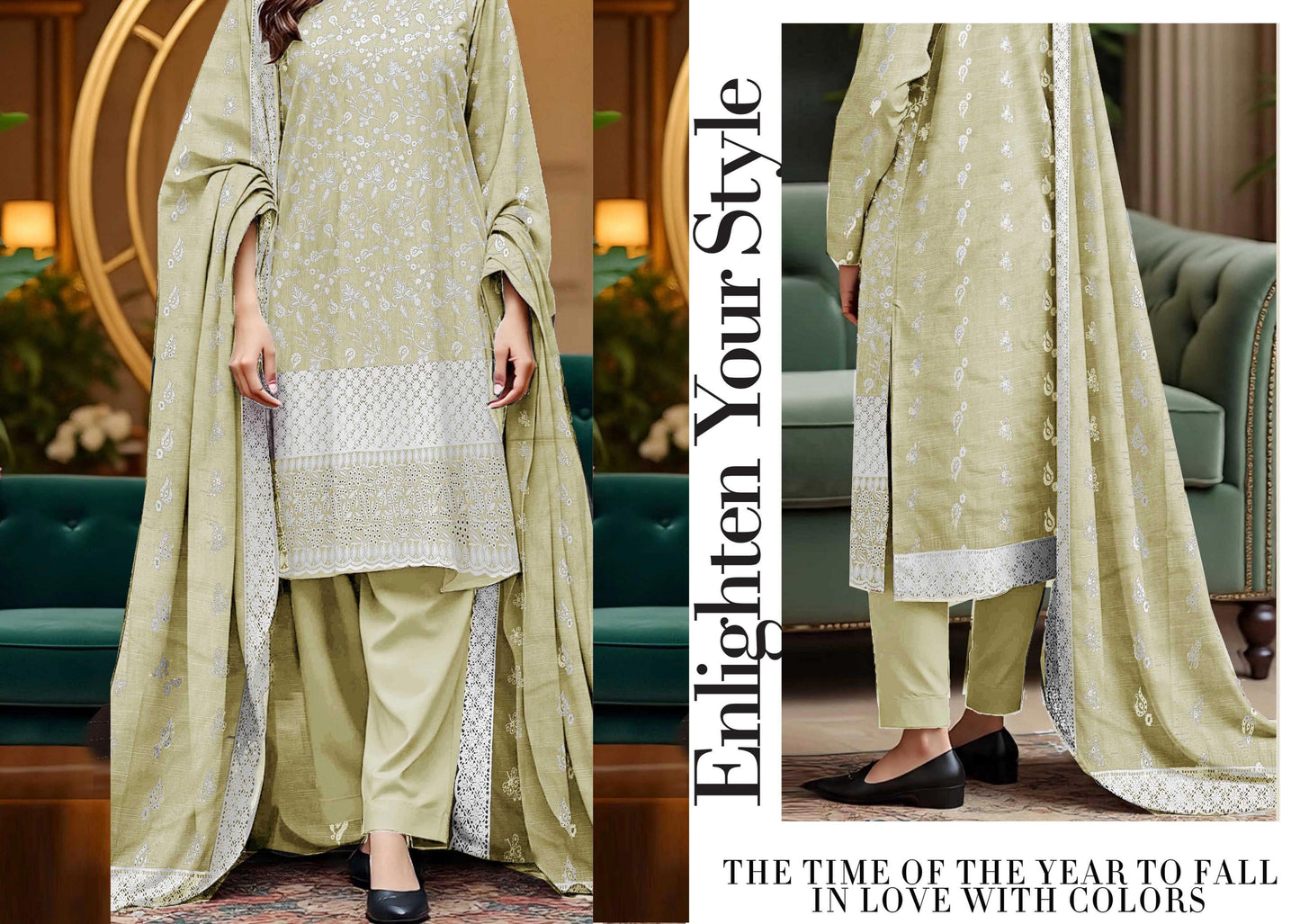 Premium Khaddar Breeze Boring Fancy White Embroidery #2