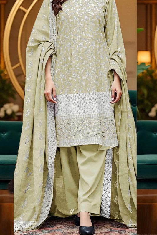 Premium Khaddar Breeze Boring Fancy White Embroidery #2