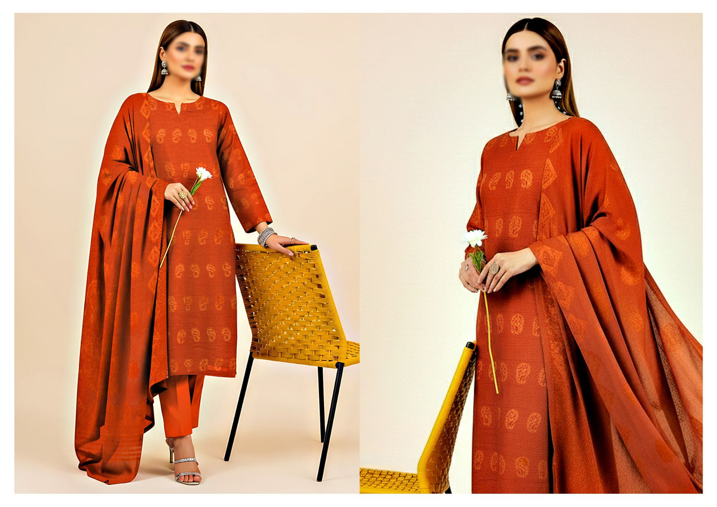Mahpara Jacquard Wool Velvet Broosha #1