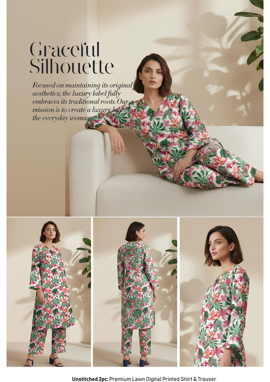 Breeze Premium High Quality Lawn 2 Piece Shirt & Trouser D#213 - Waheed Javaid Collections