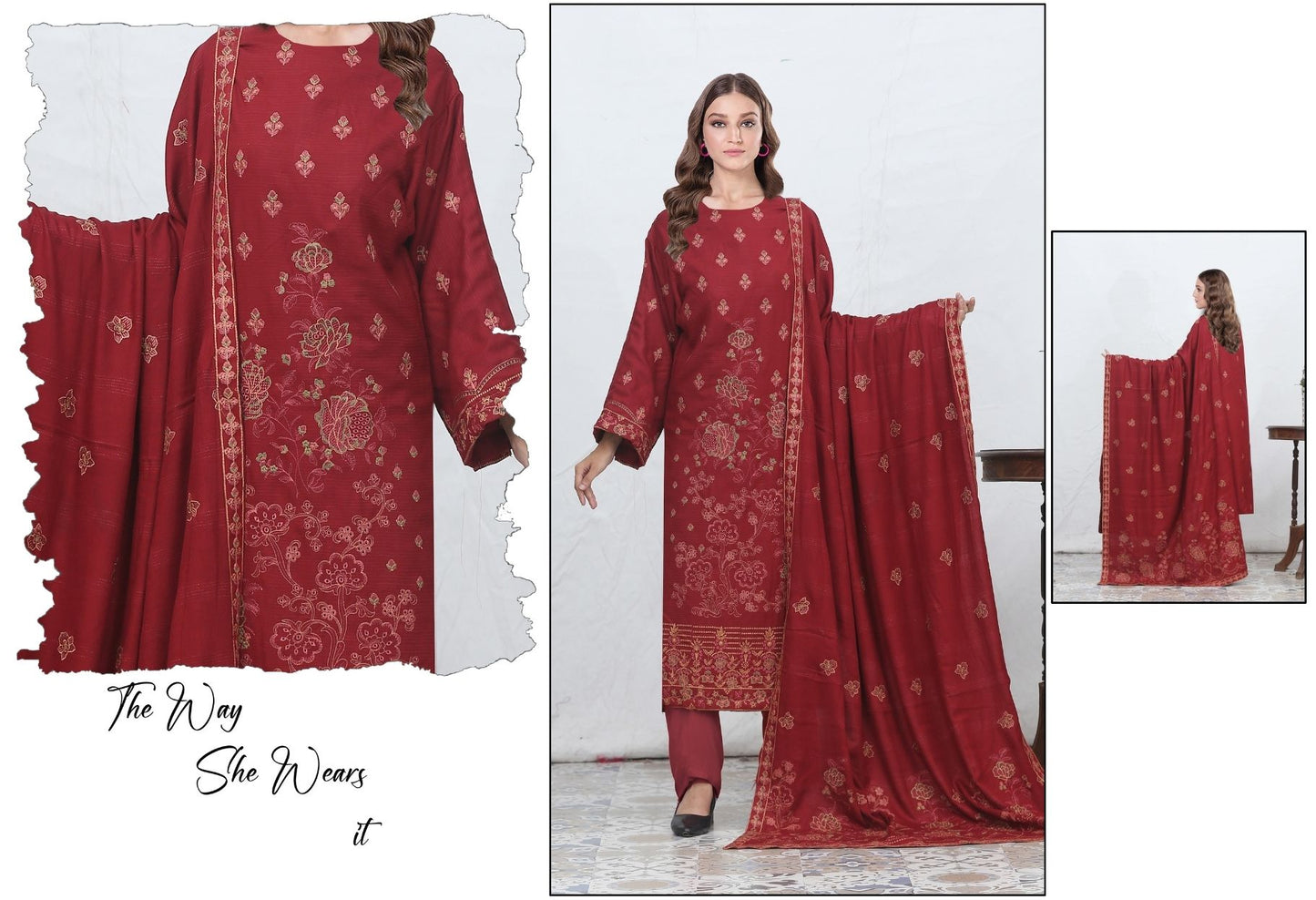 Chamki Preimum Wool Embroidered 3 Piece #11