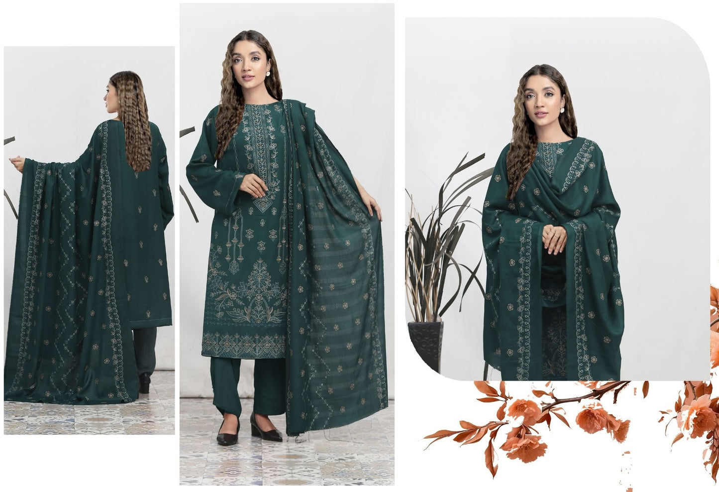 Chamki Preimum Wool Embroidered 3 Piece #3
