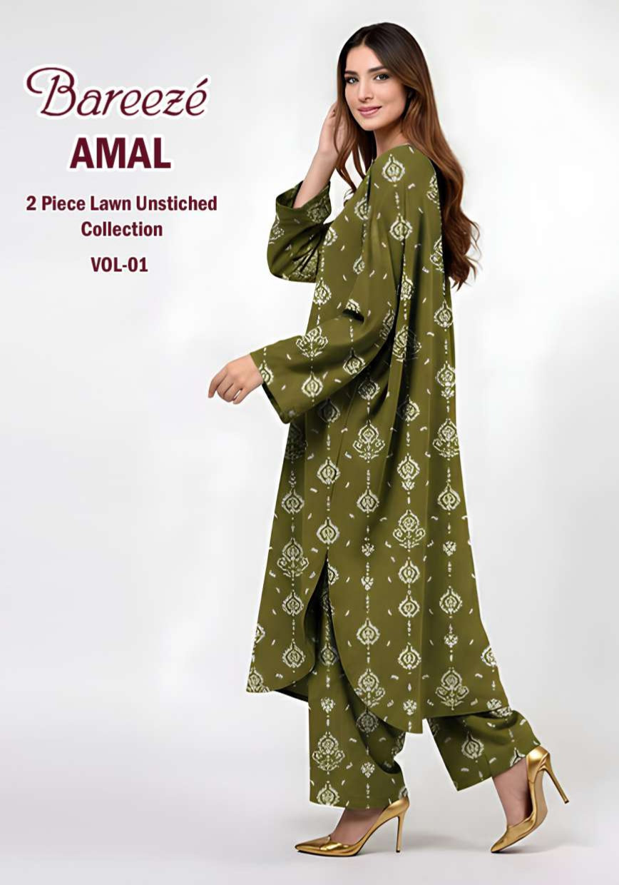 Breeze Premium High Quality Lawn 2 Piece Shirt & Trouser D#101 - Waheed Javaid Collections