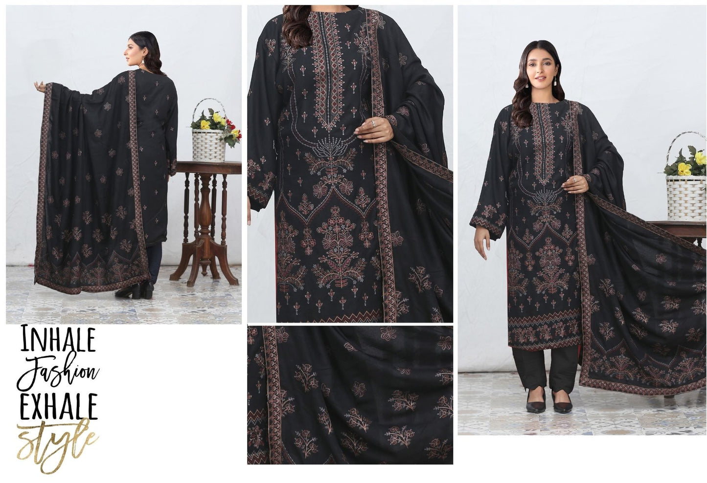 Chamki Preimum Wool Embroidered 3 Piece #12