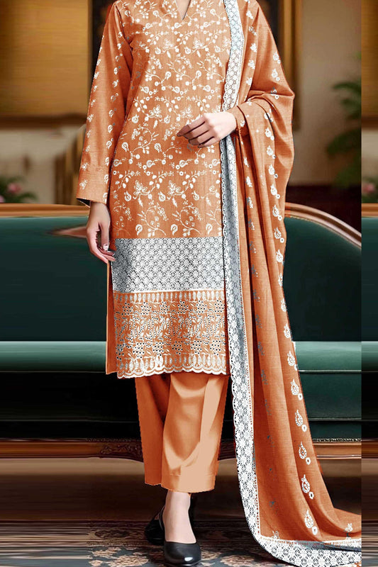 Premium Khaddar Breeze Boring Fancy White Embroidery #3