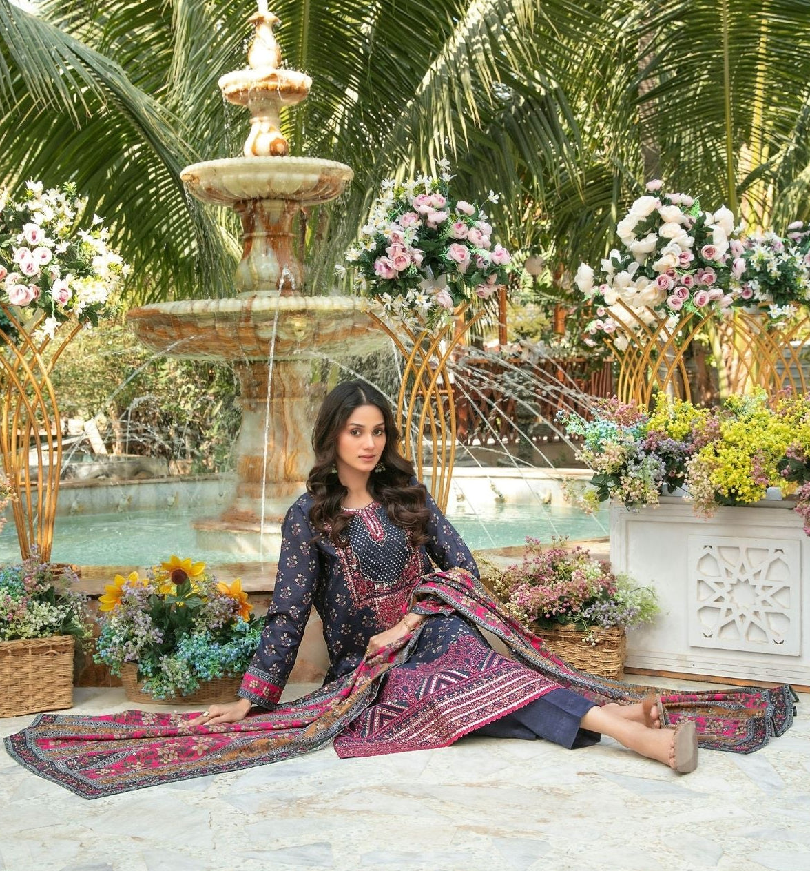 Gulbahaar Embroidered Digital Printed Lawn 3 Piece 2784