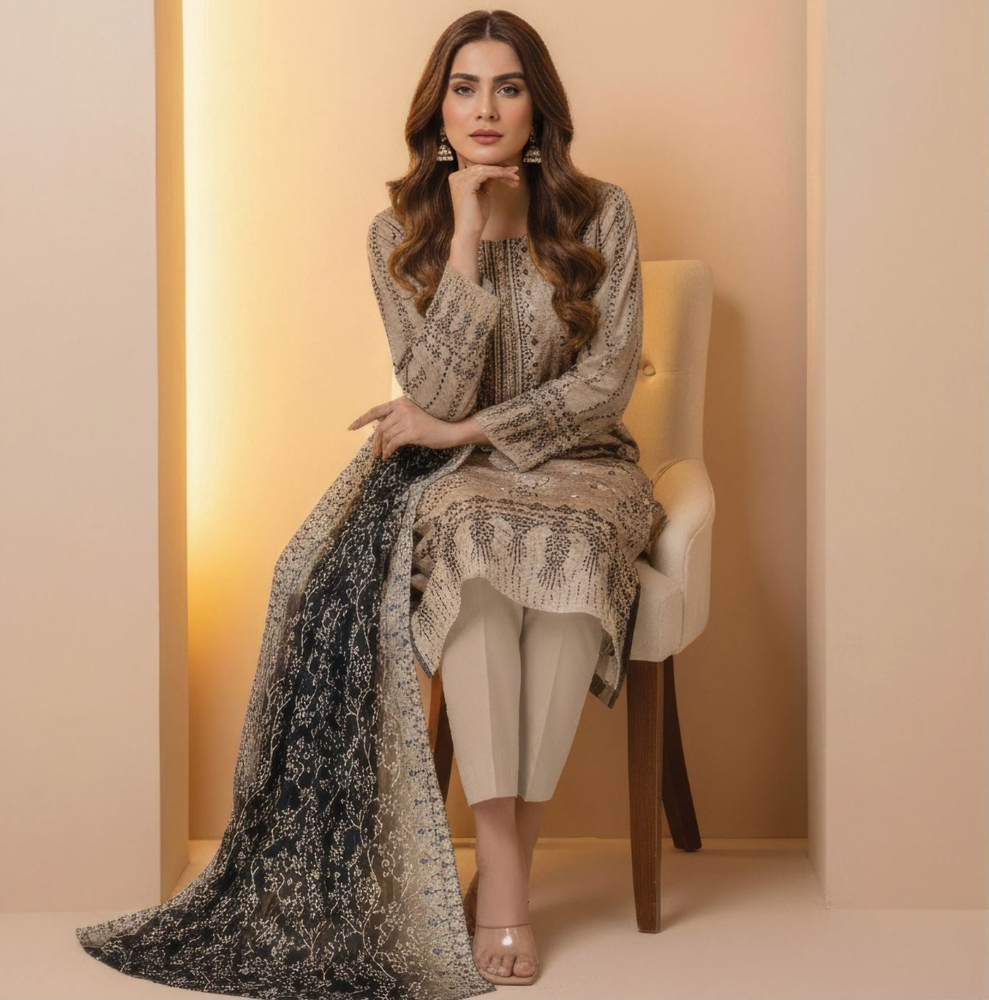 Diva Lawn Embroidered 3 Piece 03 - Waheed Javaid Collections