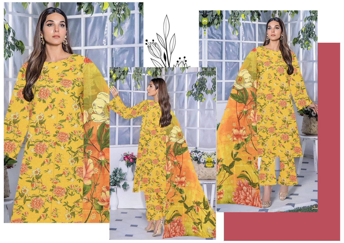 Saffron Viscose Full Print All over #4