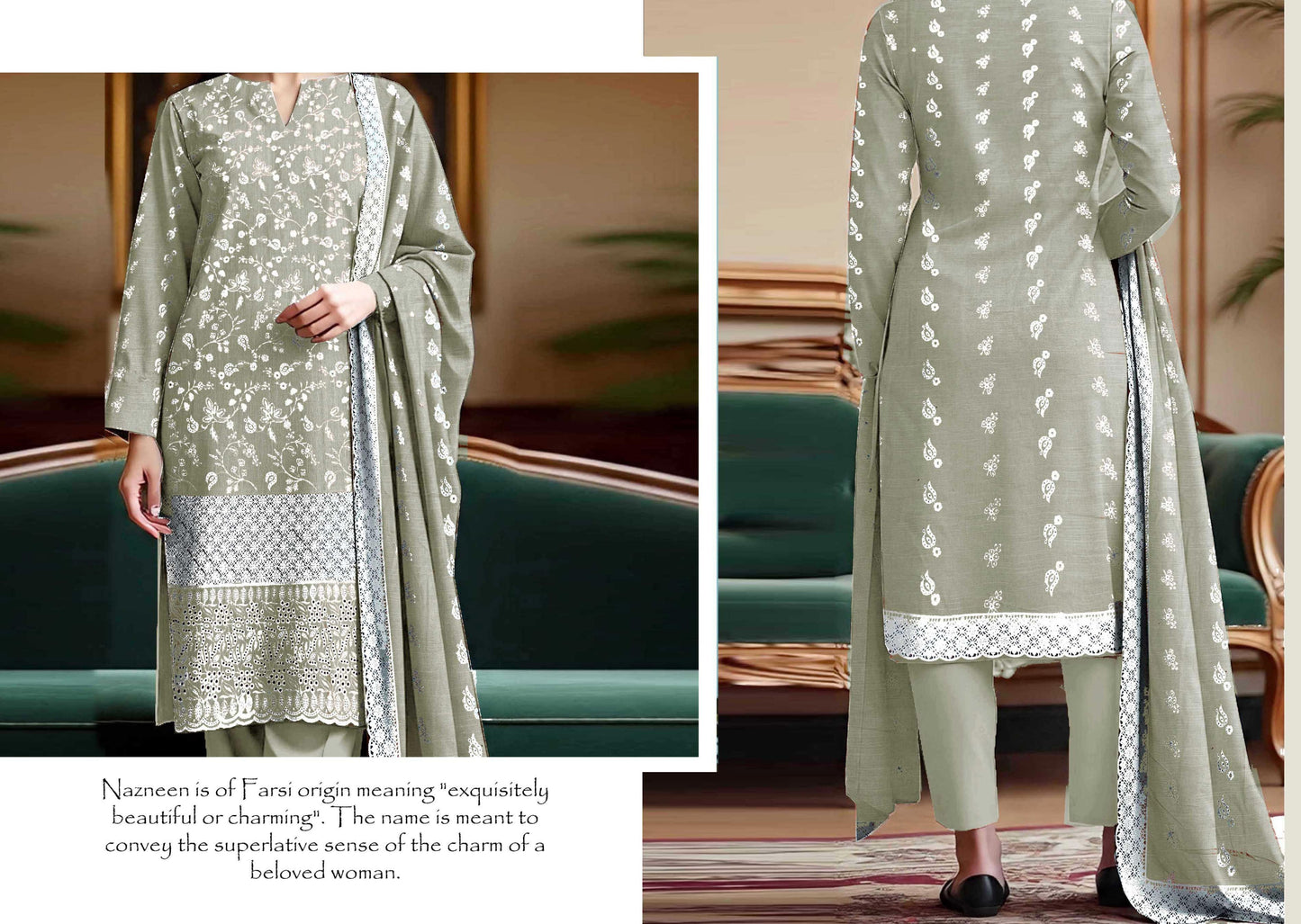 Premium Khaddar Breeze Boring Fancy White Embroidery #4
