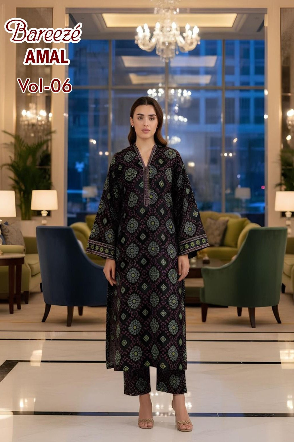 Breeze Premium High Quality Lawn 2 Piece Shirt & Trouser D#302 - Waheed Javaid Collections