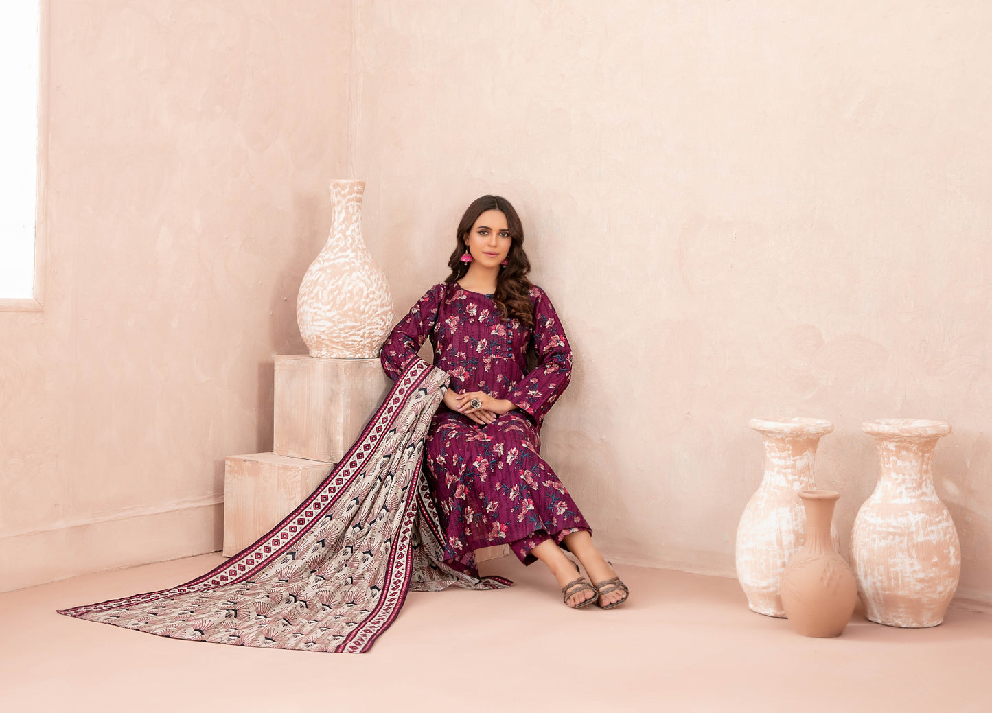 Nazli Tawakkal Premium High Quality Khaddar Printed 3 Piece D#45 - Waheed Javaid Collections