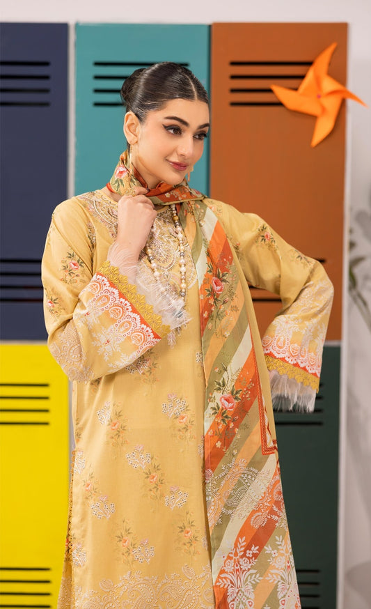 Abisha Lawn 3 Piece Embroidered #06 - Waheed Javaid Collections