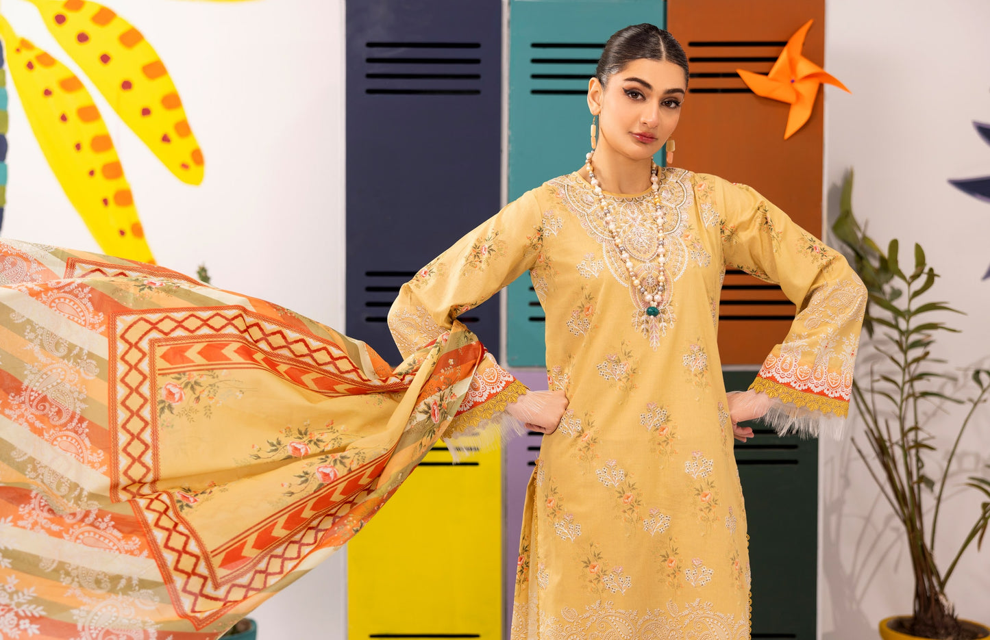 Abisha Lawn 3 Piece Embroidered #06 - Waheed Javaid Collections