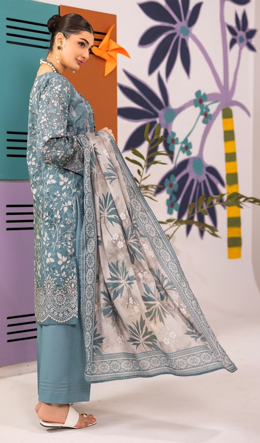Abisha Lawn 3 Piece Embroidered #09 - Waheed Javaid Collections