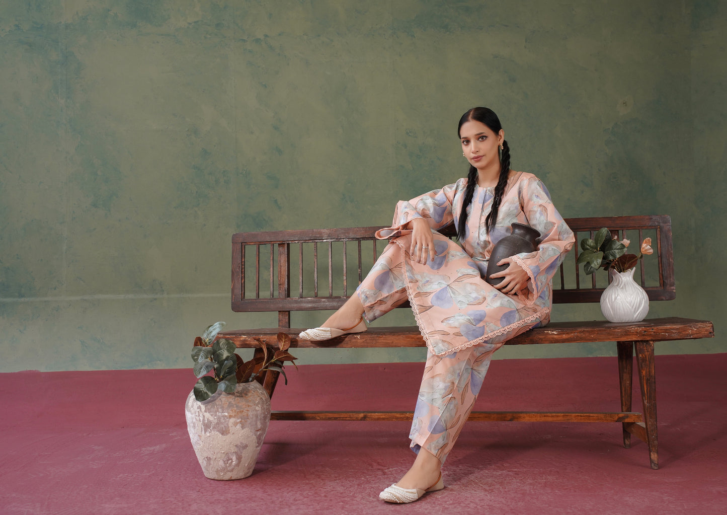 Blossom All over 2 Piece Lawn 538 - Waheed Javaid Collections