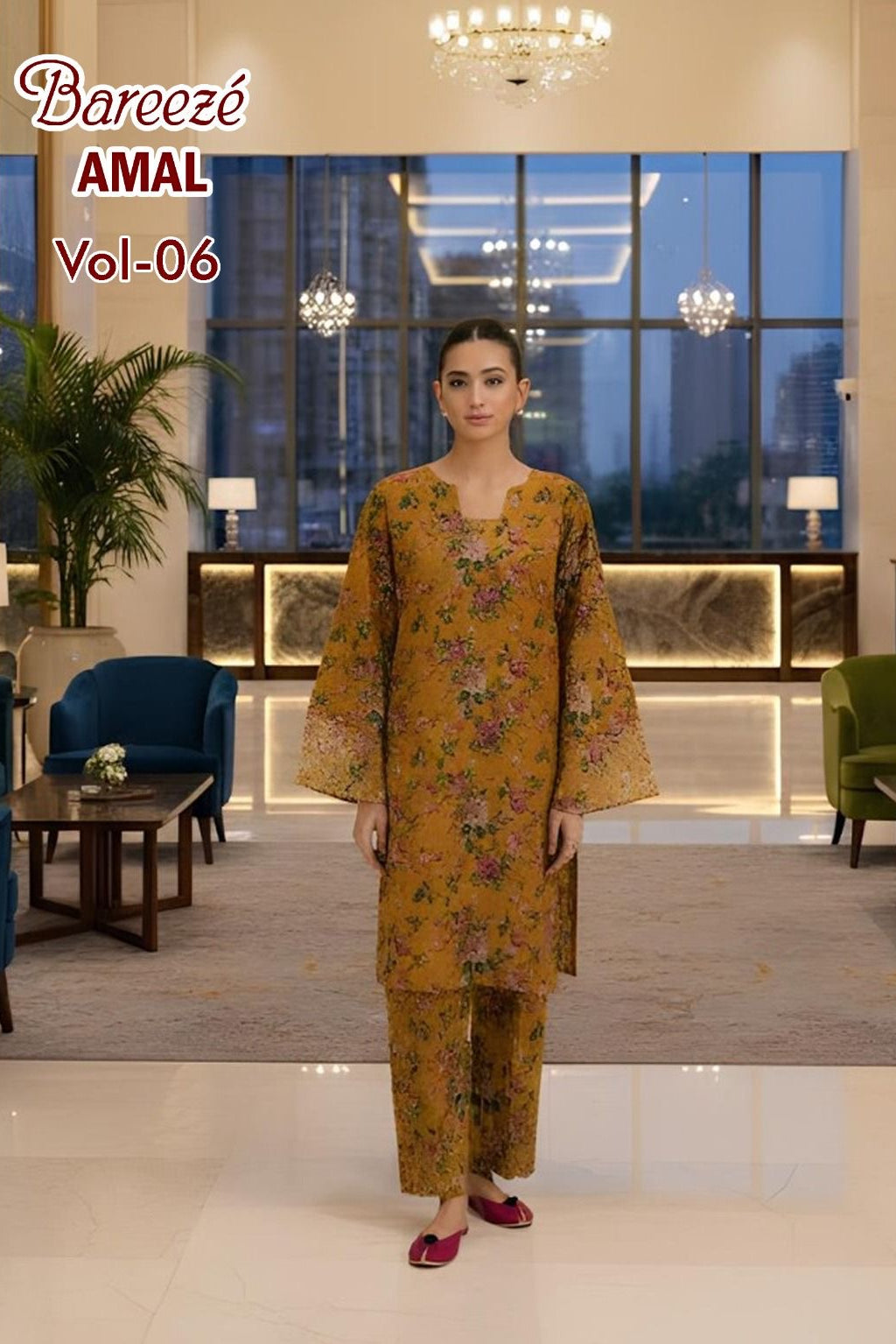 Breeze Premium High Quality Lawn 2 Piece Shirt & Trouser D#309 - Waheed Javaid Collections