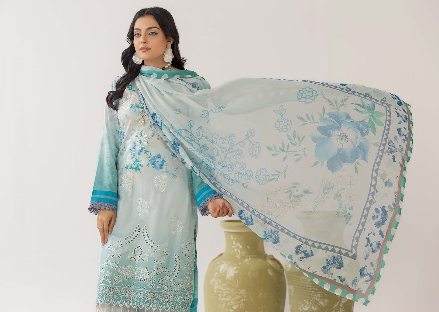 Cocktail Lawn Print Embroidered 3 Piece 06