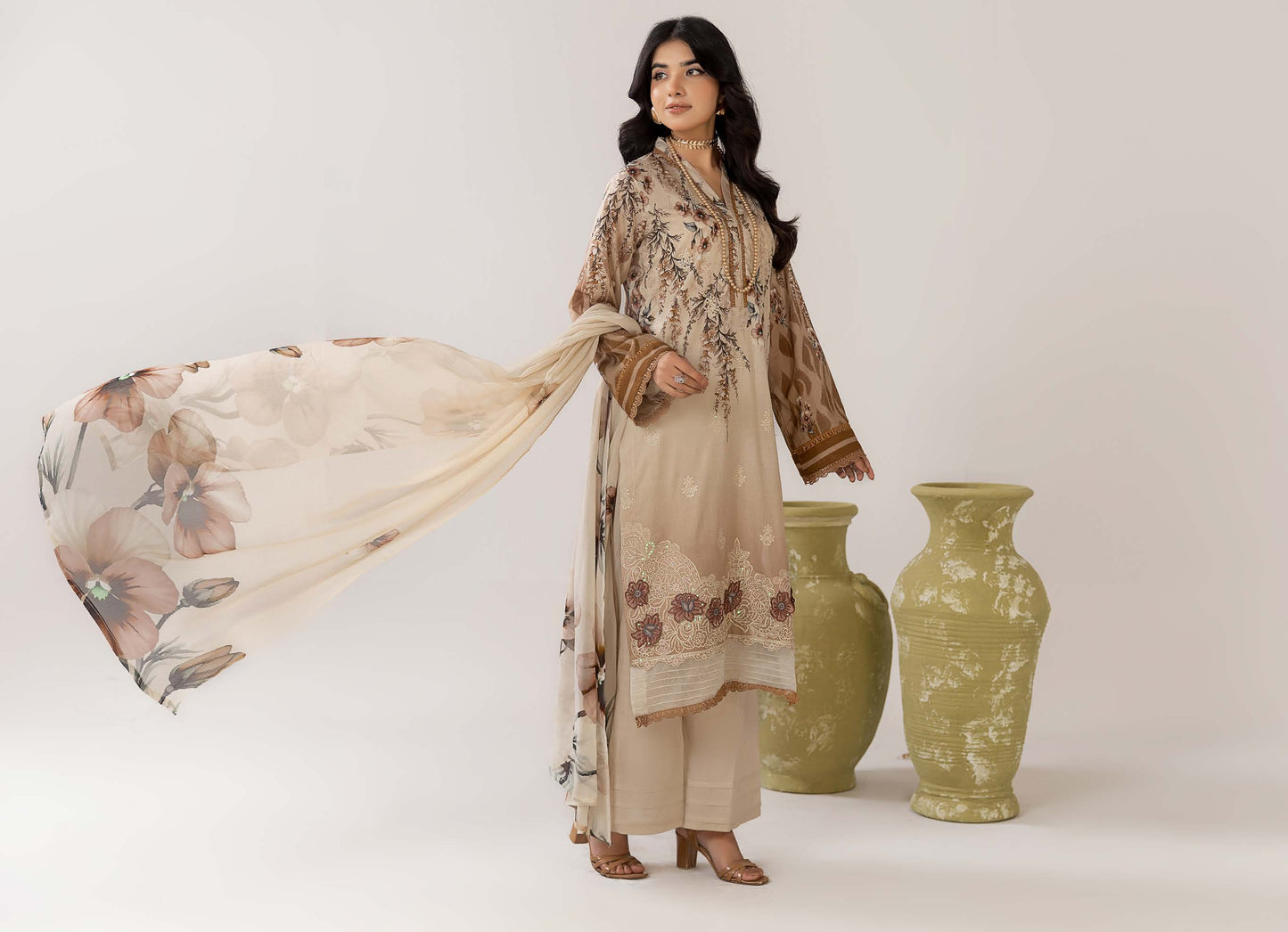 Cocktail Lawn Print Embroidered 3 Piece 08