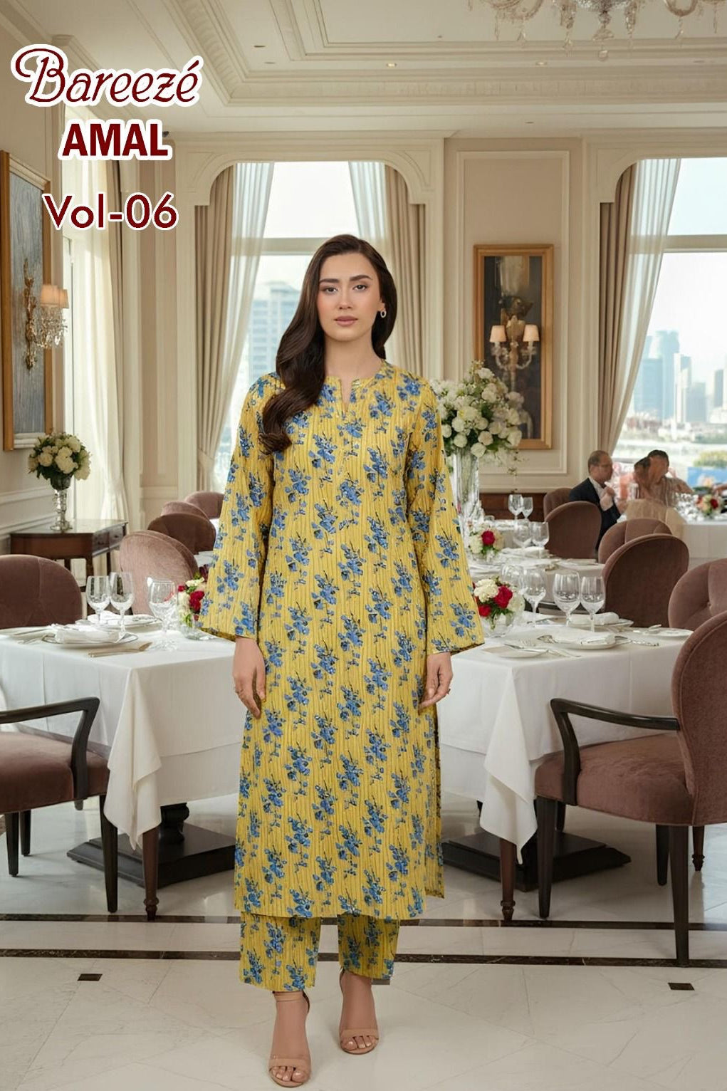 Breeze Premium High Quality Lawn 2 Piece Shirt & Trouser D#307 - Waheed Javaid Collections