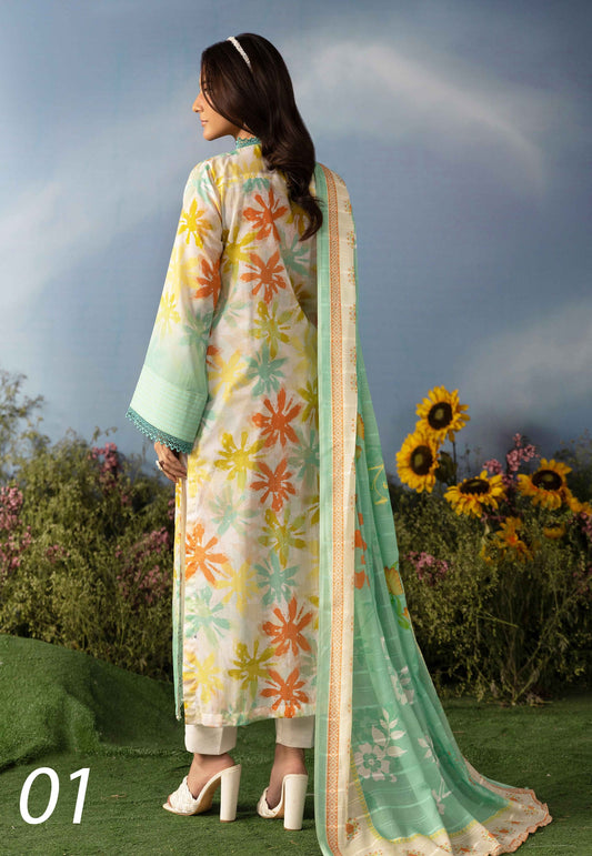 Dil Se Luxury Lawn Chikenkari 3 Piece 01