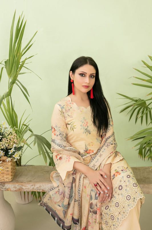 Erva Embroidered Lawn 3 Piece D-1716