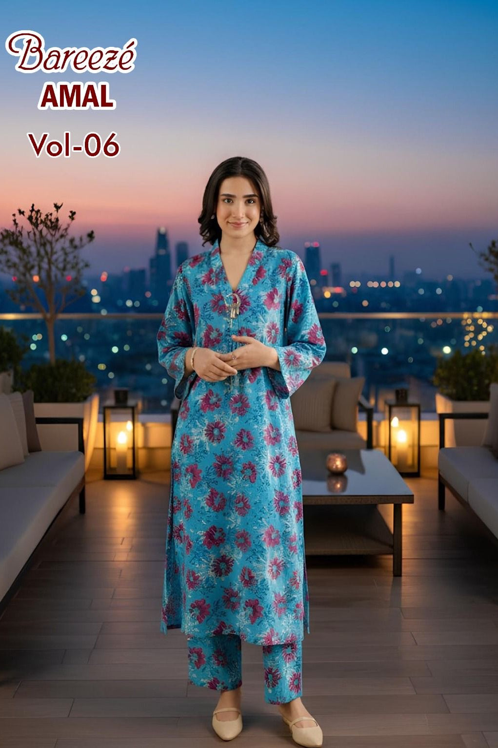 Breeze Premium High Quality Lawn 2 Piece Shirt & Trouser D#308 - Waheed Javaid Collections